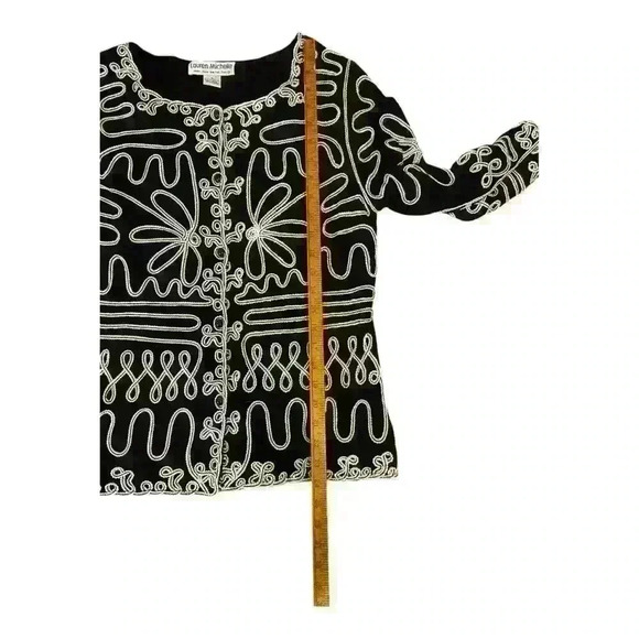 Lauren Michelle Women's Black Embroidered Cardigan Sweater Size M - Picture 5 of 6